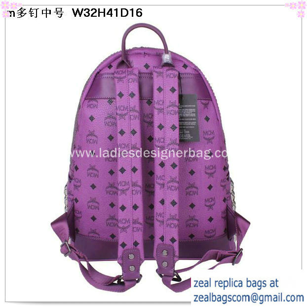 High Quality Replica Hot Sale MCM Medium Stark Front Studs Backpack MC4237 Purple - Click Image to Close